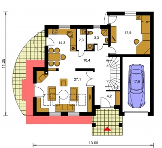 Image miroir | Plan de sol du rez-de-chaussée - PREMIUM 220